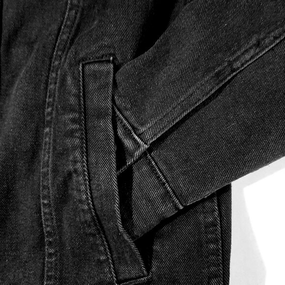 rare Tupac 2pac Thug Life Black Denim Jean Jacket Sz Small Men to Medium Unisex - Picture 5 of 9